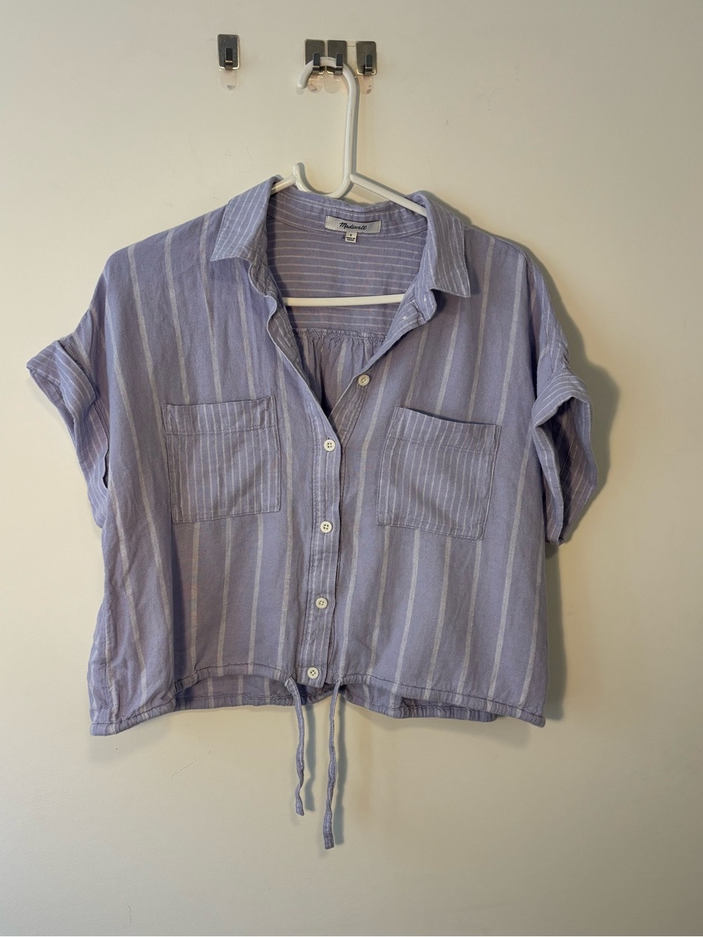 Madewell linen blend cropped top